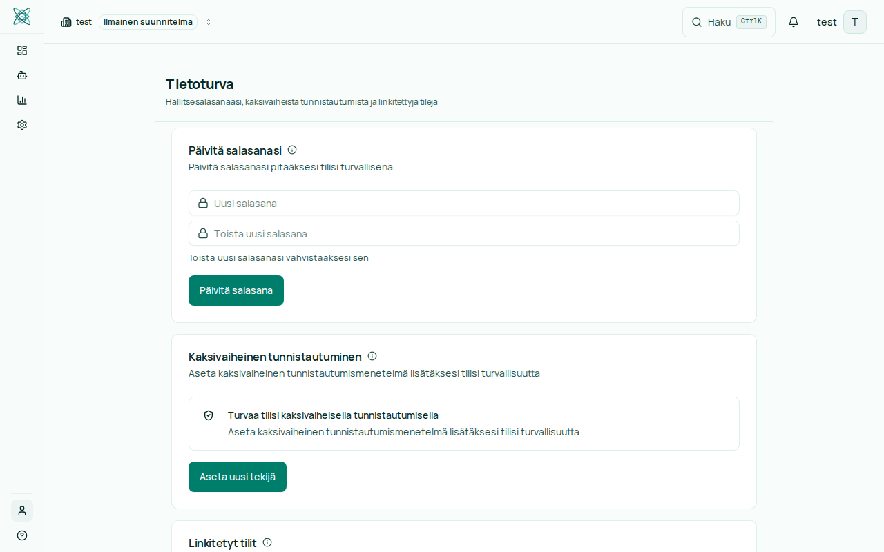 Turvallisuusasetukset